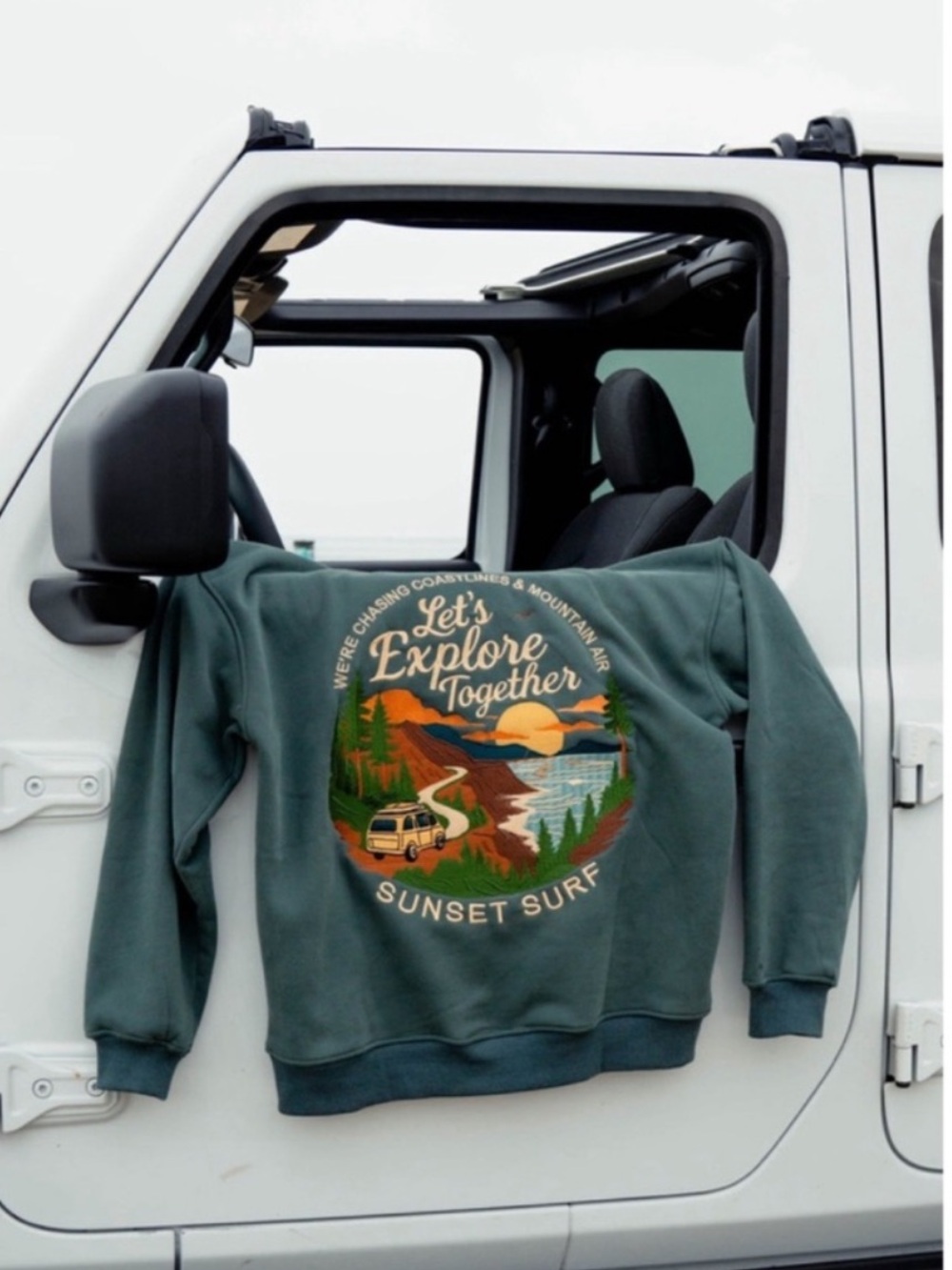 Sunset Surf 'Let's Explore Together' Pullover Hoodie + Canvas Tote Bag! SIZE M - Picture 2 of 6